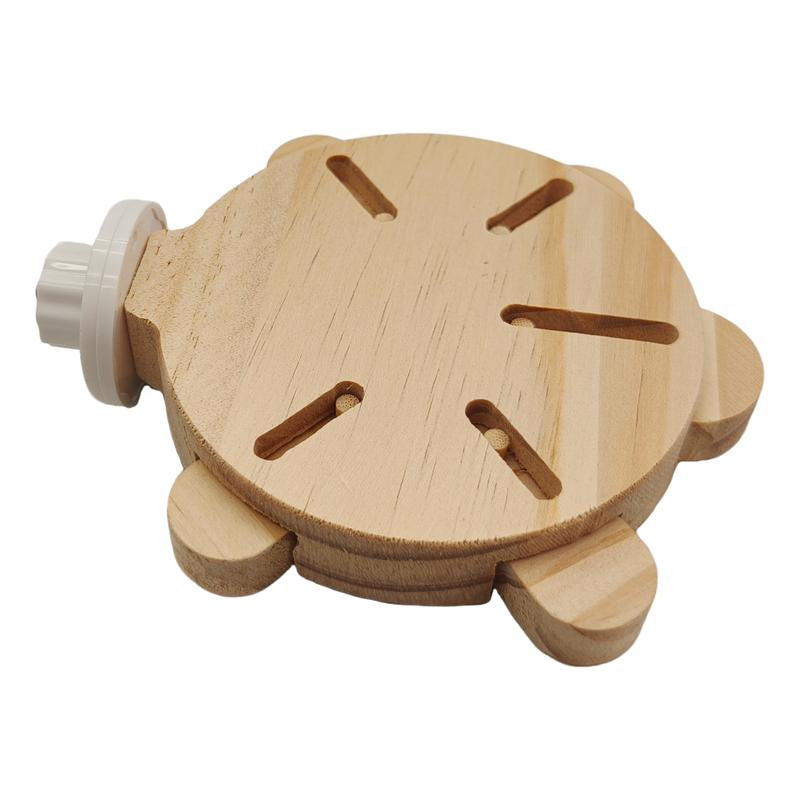 Turtle Foraging Toy - 5-Drawer Wooden Puzzle Feeder with Acrylic Cover for Parrots/Small Pets, Pull-Out Food Chambers & Non-Slip Perch (4”X6”)