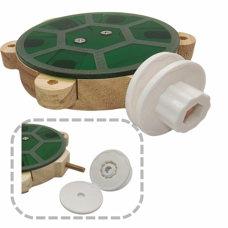 Turtle Foraging Toy - 5-Drawer Wooden Puzzle Feeder with Acrylic Cover for Parrots/Small Pets, Pull-Out Food Chambers & Non-Slip Perch (4”X6”)