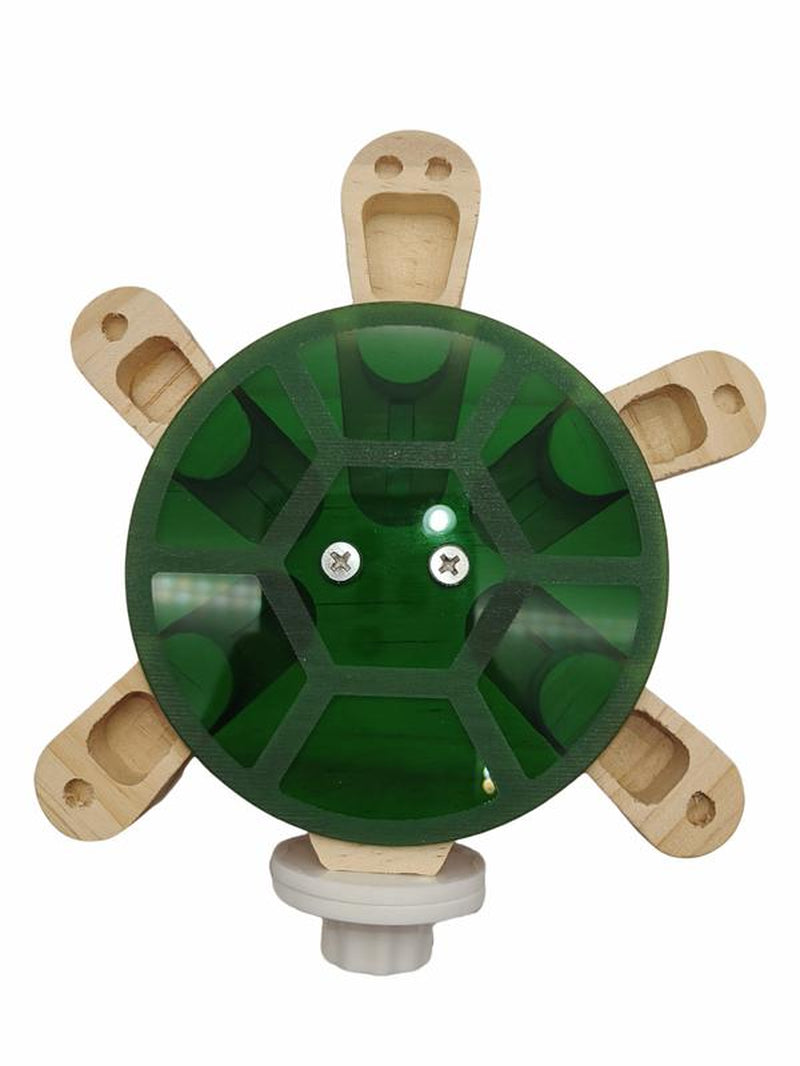 Turtle Foraging Toy - 5-Drawer Wooden Puzzle Feeder with Acrylic Cover for Parrots/Small Pets, Pull-Out Food Chambers & Non-Slip Perch (4”X6”)